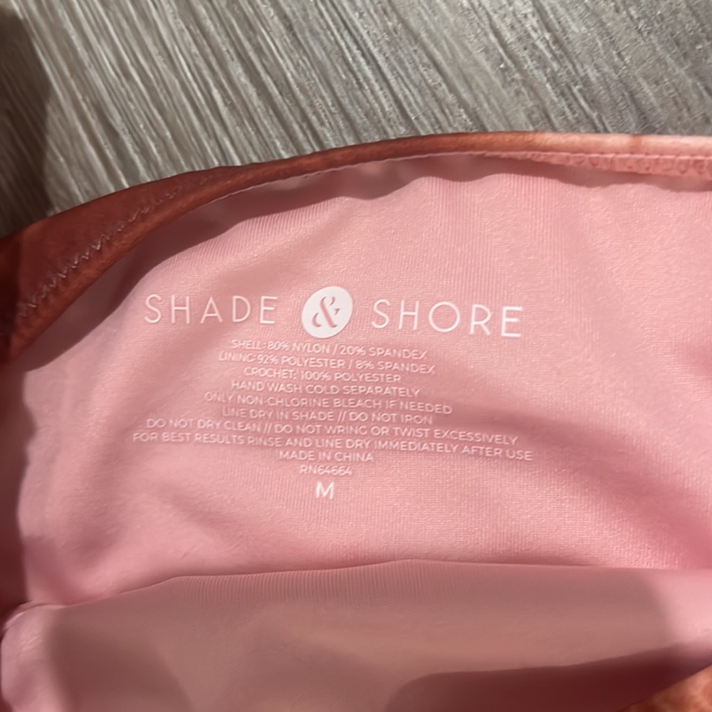 NWT Shade & Shore pink tan copper tie dyed cheeky bikini swim bottoms M - Picture 7 of 9